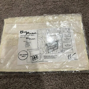 Bed Pocket Vintage cream and lace bed pocket